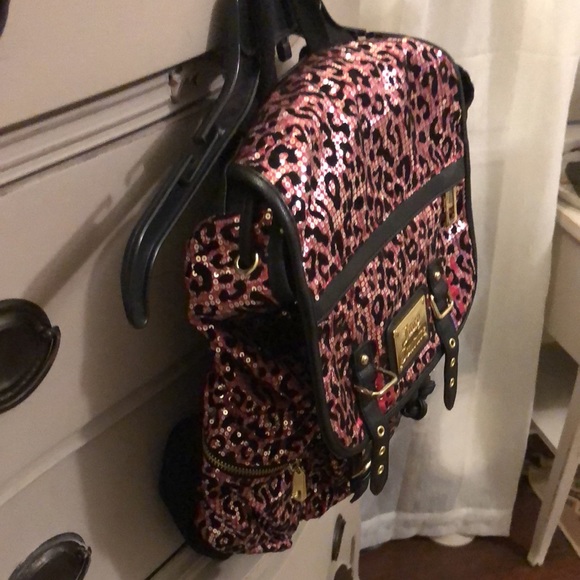 Juicy Couture Sequin Pink and Black Leopard Print Full-size Backpack - Picture 3 of 16